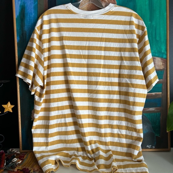 Old Navy Yellow and White Striped Embroidered Top XL - Picture 16 of 16
